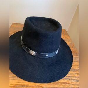 Rockmount Ranch Wear Tru West 100% Wool Hat Black Small Unisex Western Bohemian